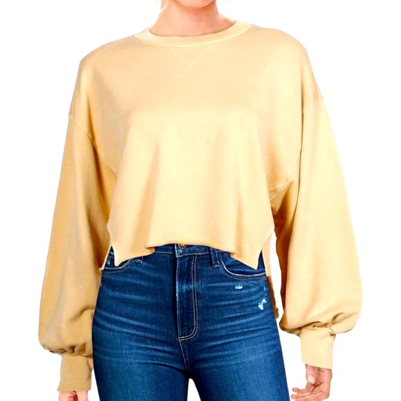 Frame Denim Tops - Frame Easy Puff Sleeve high low sweatshirt size M